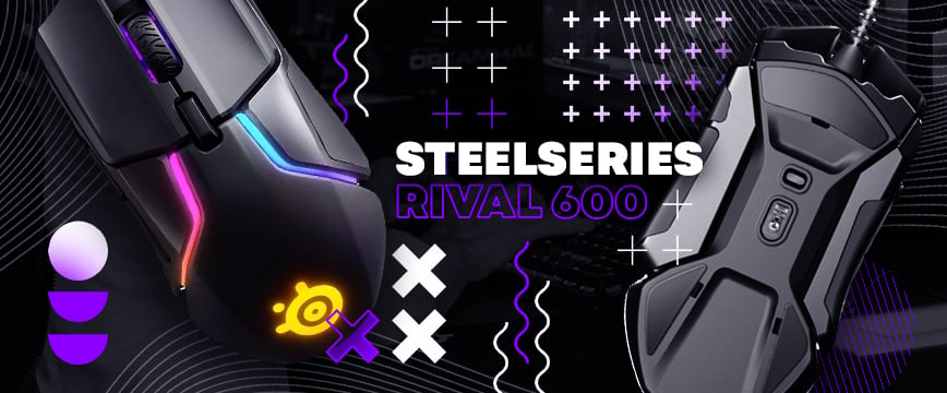 SteelSeries Rival 600 with customizable weights and dual sensors highlighted in a modern, RGB-accented layout — a top-tier csgo pro mouse designed for precision and performance.