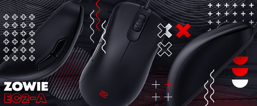 Zowie EC2-A displayed from multiple angles, known for its ergonomic shape and low-latency performance, making it one of the best mouse for CS2 competitive play.