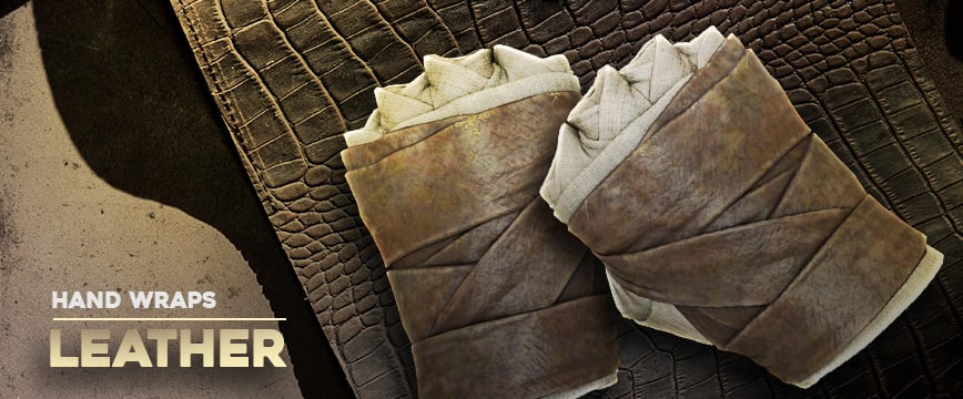 Hand Wraps | Leather crafted with a dirty white fabric base and rugged brown leather tape for enhanced durability and grip. Available in the Glove Case from November 2016.