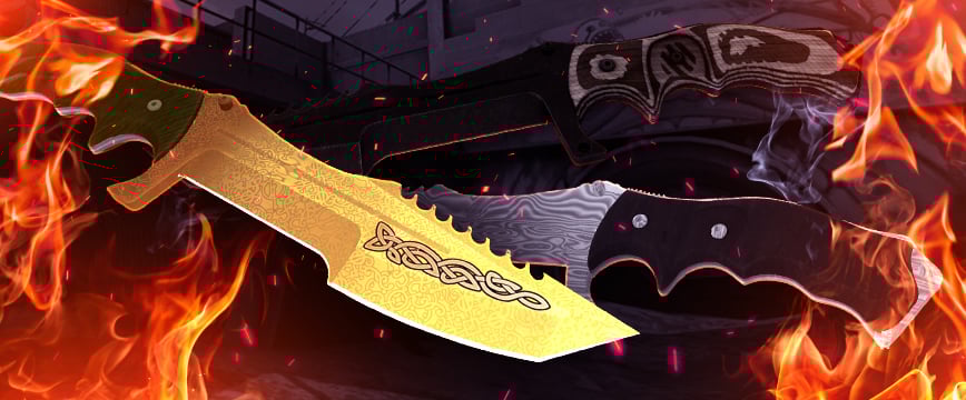 Huntsman Knife in CS2, a mid-tier tactical knife known for its versatile design and sharp Tanto point.