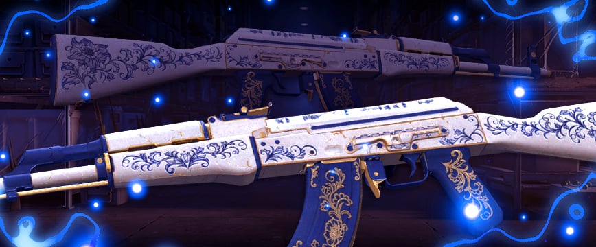 CS2 Kilowatt Case AK-47 | Inheritance – delicate floral patterns on a porcelain-like base, a top choice for AK skins.