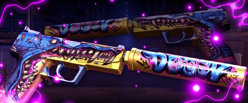 USP-S | Jawbreaker – monster-themed skin with detailed jaw and eyes, adding a unique touch to CS2 Kilowatt Case collection.