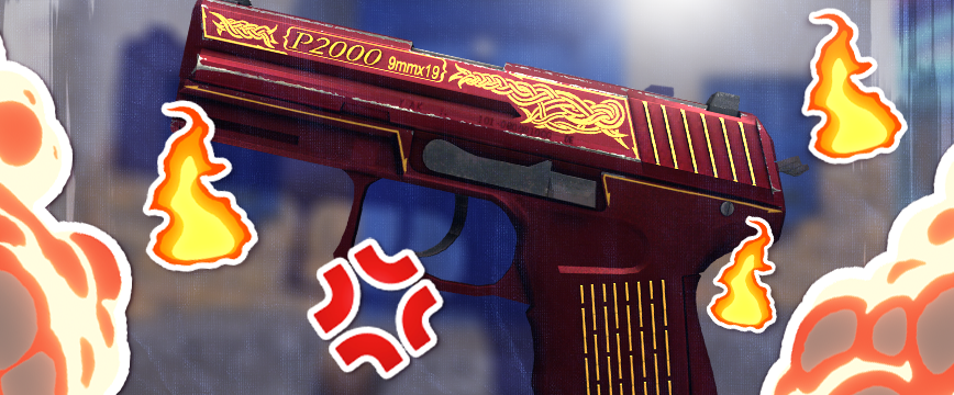 P2000 Imperial CS2 skin with gold accents and intricate patterns, adding a touch of luxury. Available in the Revolver Case Collection. Starting price: $0.15.