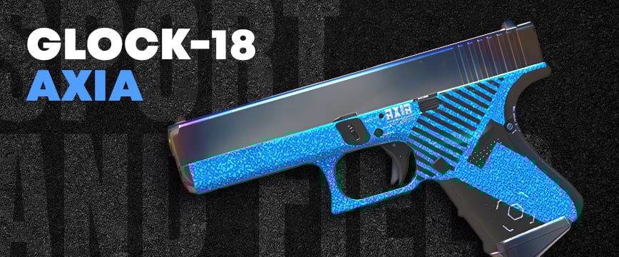 Glock-18 | AXIA with a blue glittered base and Fade-style upper, offering a unique shimmer effect with movement and light changes.
