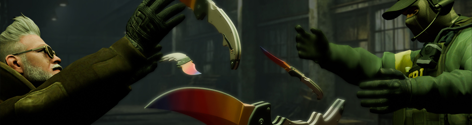Falchion Knife Fade skin with shimmering chrome and vibrant gradient blend from Falchion Case in CS2