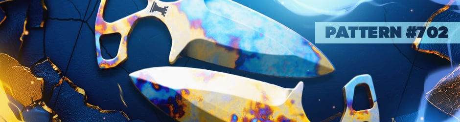 Shadow Daggers Case Hardened Pattern #702 Blue Gem – Tier 2 skin with notable blue tint, slightly less vibrant than tier 1 patterns.