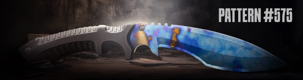 CS2 Kukri Knife Case Hardened Pattern #575 – 86% blue on front, minimal blue on backside, third-best blue gem pattern by value