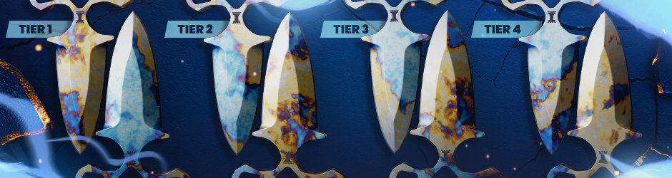 Shadow Daggers Case Hardened Tiers (from 1st to 4th)