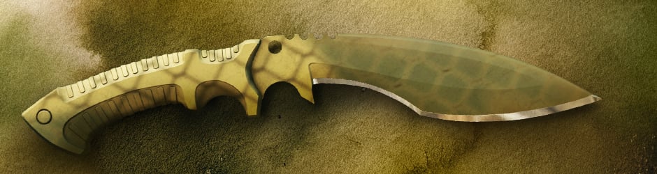 Budget-friendly Kukri Knife Safari Mesh skin in CS2 with tan and olive military-style camo