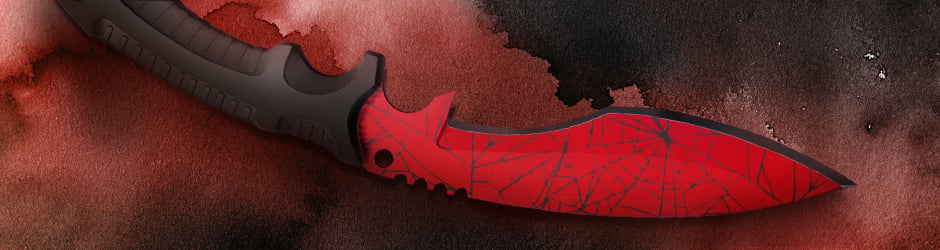 High-value CS2 Kukri Knife Crimson Web skin with red blade and black spiderweb design