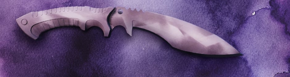 Urban-style CS2 Kukri Knife skin with spray-painted gray and white camo for stealth players