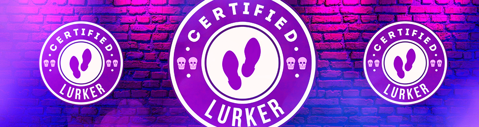 The Lurker sticker for CS2 with minimalist footsteps and skulls in a pure purple tone, part of the Team Roles Capsule.