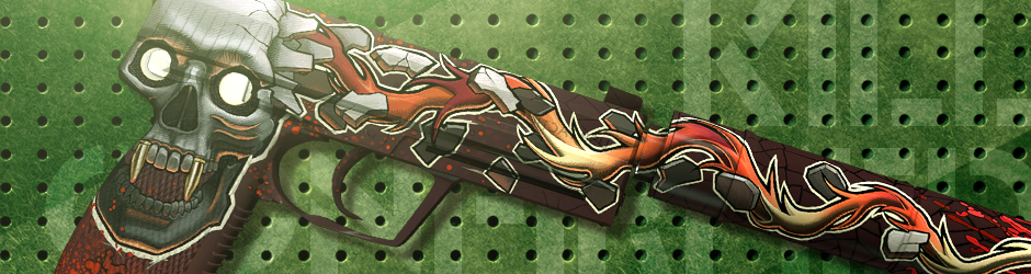 USP-S Kill Confirmed skin featuring a graphic of a vampire shot through the head, with bullet trails and eerie detail