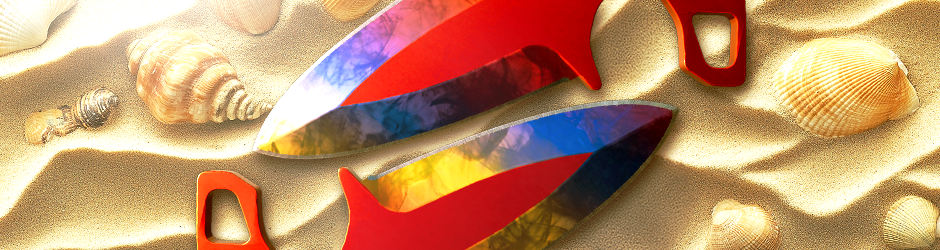 Shadow Daggers Marble Fade CS2 skin showcasing a vibrant marble pattern with red, blue, and yellow color transitions in Minimal Wear condition.