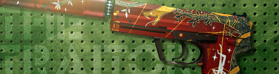 USP-S The Traitor skin with Tarot-inspired design of a snake, tree, and hanged man in dark fantasy style