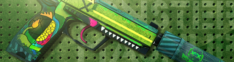 USP-S Monster Mashup skin decorated with green Halloween monsters and hidden micro-details across the weapon