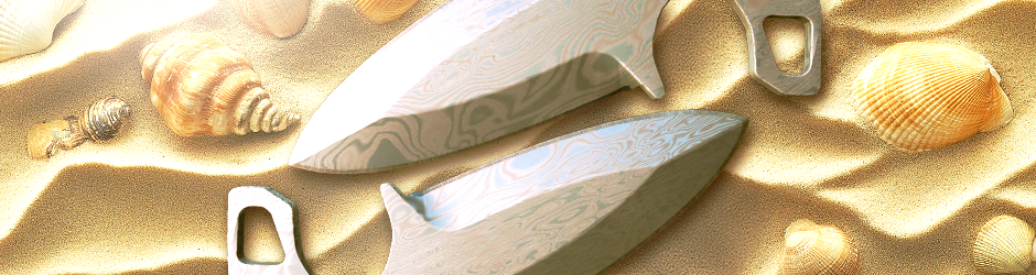 Shadow Daggers Damascus Steel CS2 skin with elegant black and gray geometric swirl patterns inspired by traditional forged steel.