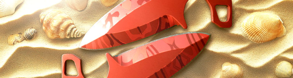 Shadow Daggers Slaughter CS2 skin with deep red tones and abstract wavy patterns, exuding aggressive style even in Field-Tested condition.