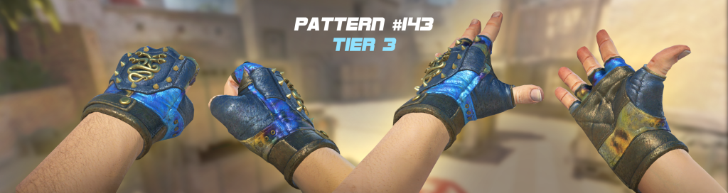 Hydra Handschuhe Muster #143 - Tier 3 Haut mit blauer Oberseite aber goldener Unterseite