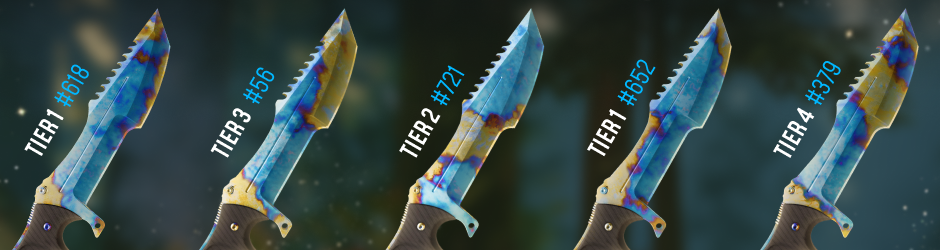 Difference between Huntsman Knife Case Hardened Patterns