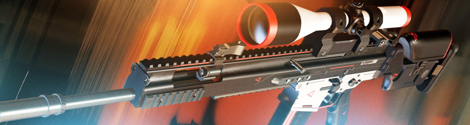 SCAR-20 Cyrex CS2 skin with futuristic red, white, and black design