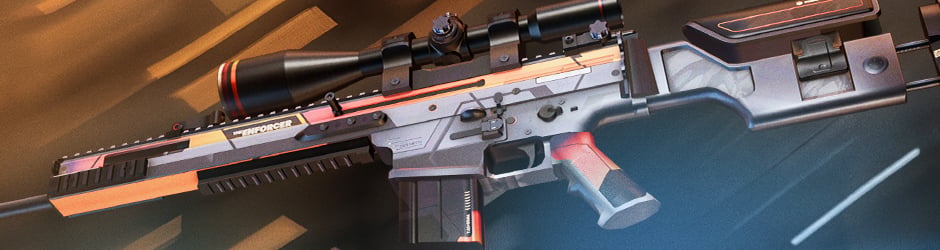 SCAR-20 Enforcer CS2 skin with futuristic style and sunset gradient similar to Fade skins
