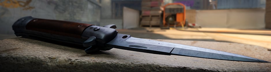 Stiletto Knife Blue Steel in CS2 – subtle bluish metallic finish with clean design, affordable Covert skin from Danger Zone Case