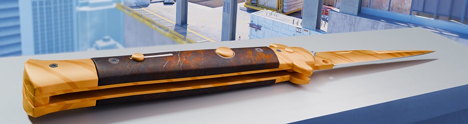 Stiletto Knife Tiger Tooth in CS2 – orange and black striped pattern inspired by tiger fur, rare Covert skin from Prisma Case