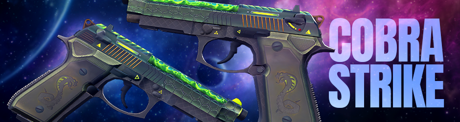 CS2 Dual Berettas Cobra Strike skin – bright green pistol with acid tones from Operation Hydra Case.