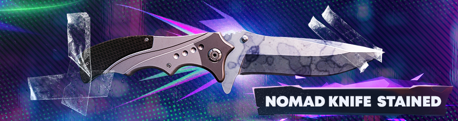 Couteau Nomad Stained CS2 - lame traditionnelle avec patine bleue et finition acier usé des étuis Fractured et Shattered Web