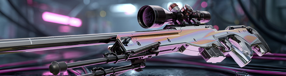 AWP Chrome Cannon skin in CS2 with reflective chrome finish and iridescent shine