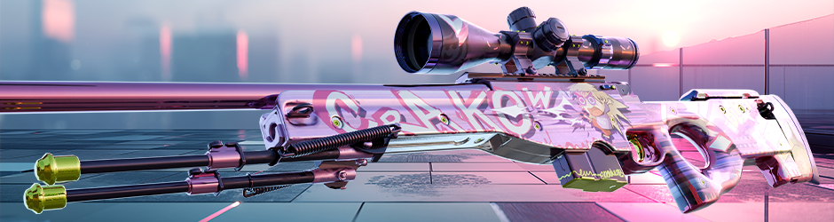 AWP Crakow! skin in CS2 with pink base, playful illustrations, and colorful accents