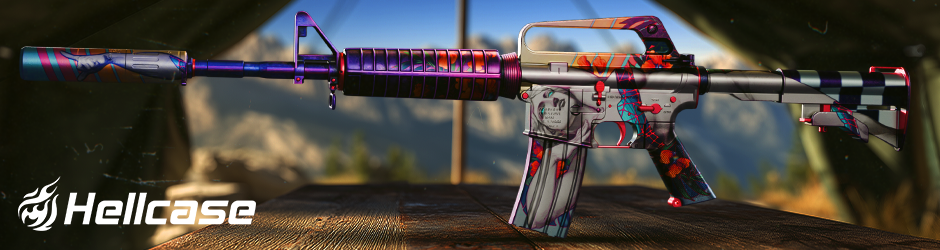 M4A1-S Vaporwave skin in CS2 with colorful retro artwork and statue vaporwave style
