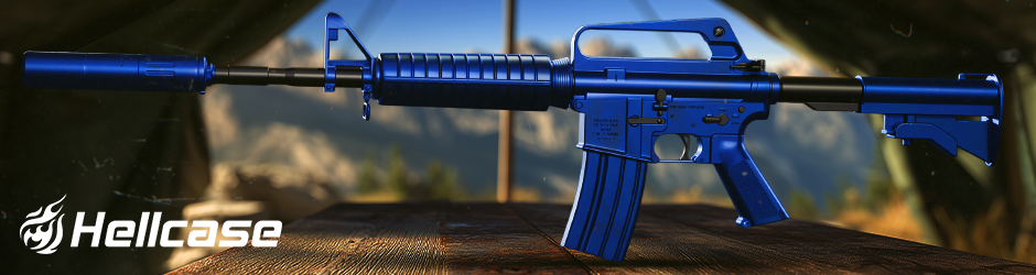 M4A1-S Blue Phosphor skin in CS2 with bright neon blue glowing metallic finish