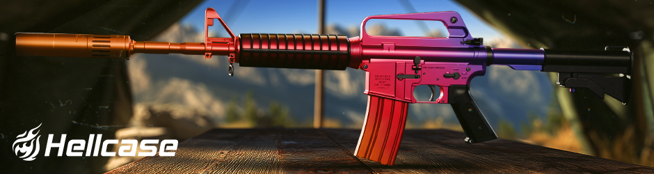 M4A1-S Fade skin in CS2 with shiny chrome finish and purple pink gradient