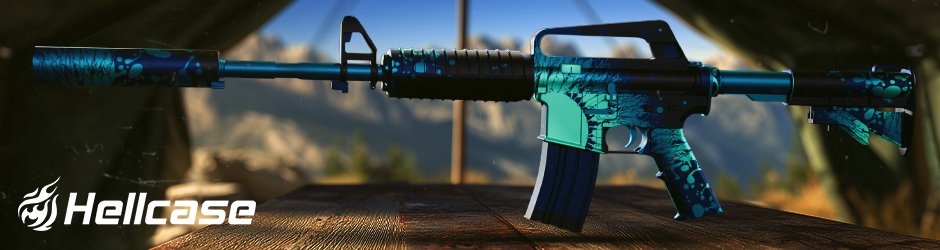 M4A1-S Icarus Fell skin in CS2 with blue feather design inspired by Greek mythology