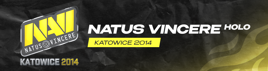 Natus Vincere (Holo) Katowice 2014 sticker in CS2 featuring the legendary NaVi logo with a clean yellow holographic finish, one of the most iconic Major stickers in Counter-Strike history.