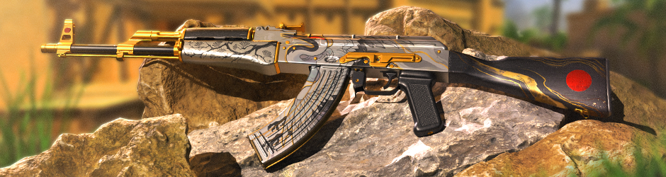 AK-47 | Crane Flight: AK-47 Crane Flight skin featuring a hand-painted Japanese crane on a black-and-white base with gold accents