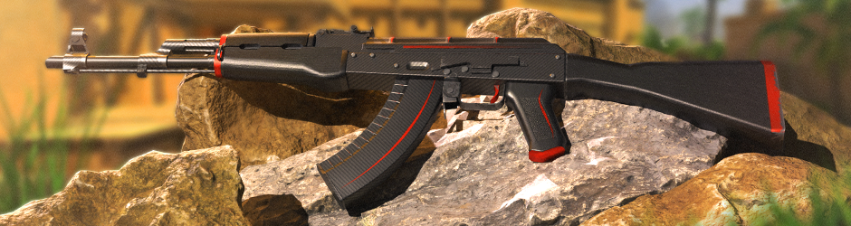 AK-47 | Redline: AK-47 Redline skin with a matte black carbon finish and distinctive red stripes