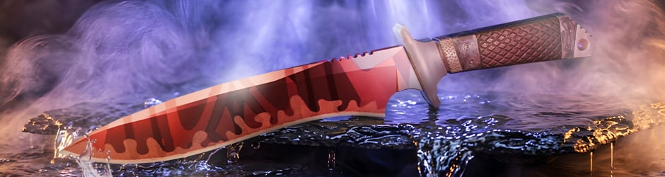 Classic Knife Slaughter skin in CS2 with deep red zebra stripe pattern